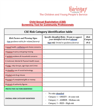 CCE screening tool for community professionals document cover